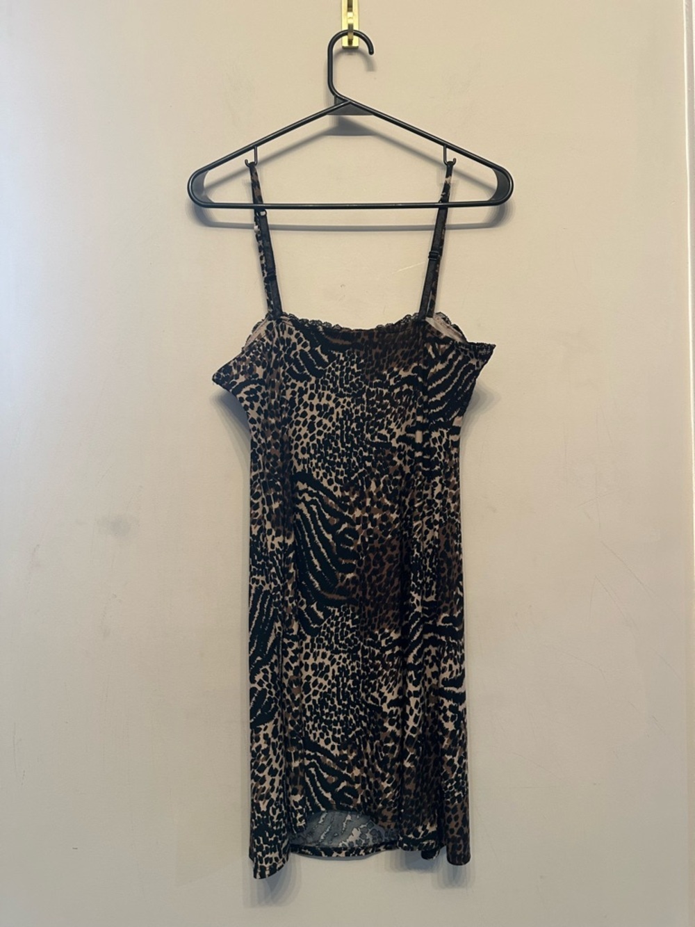 Vintage Y2K Era George Black and Brown Animal Print Lace-Trim Slip Small - Picture 6 of 7